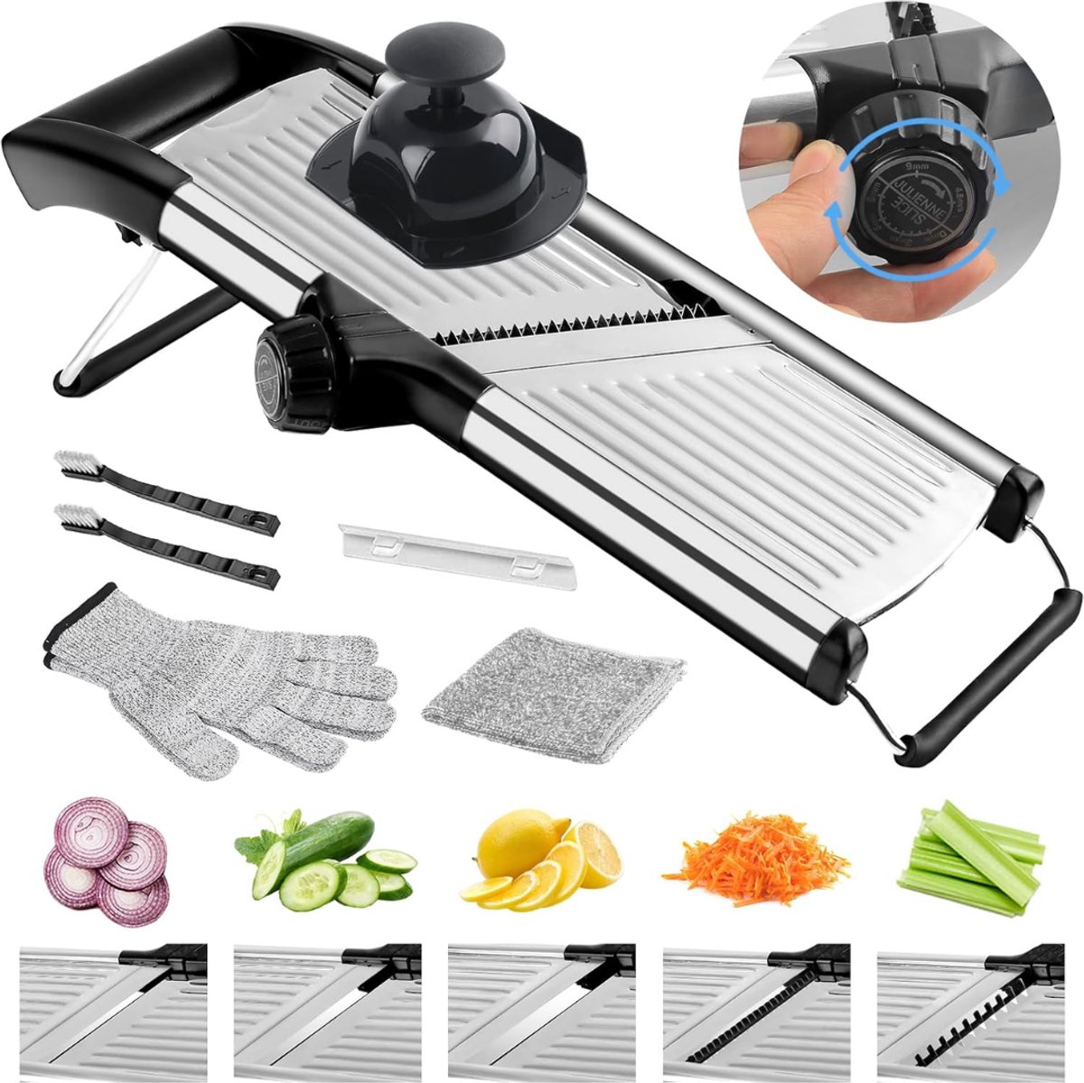 AHD® Groentesnijder - Mandoline Keukensnijder - Mandoline Groentesnijder - Zwart - 42cm x 18cm x 9cm