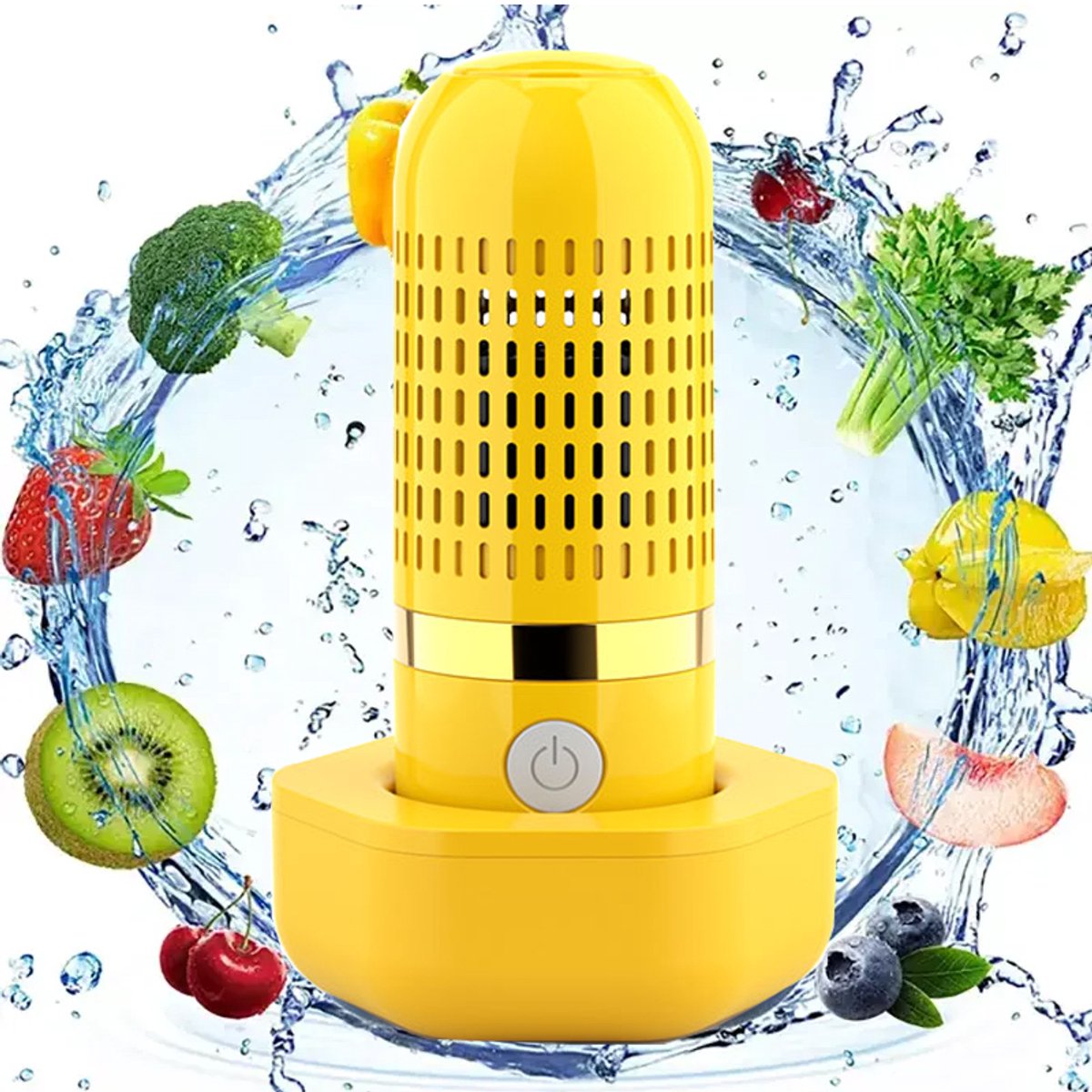 Geel Draadloze USB fruit en groentewasmachine - draagbare voedselreiniger - compact ontwerp - praktisch voor dagelijkse voedselreiniging