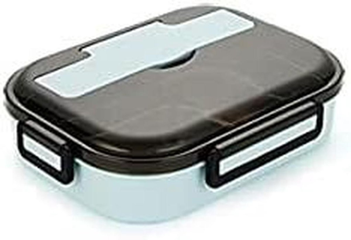 RVS Lunchbox - Lunchtrommel Doos - Lunch Meenemen - 5 Compartimenten - 1.2 Liter - Blauw