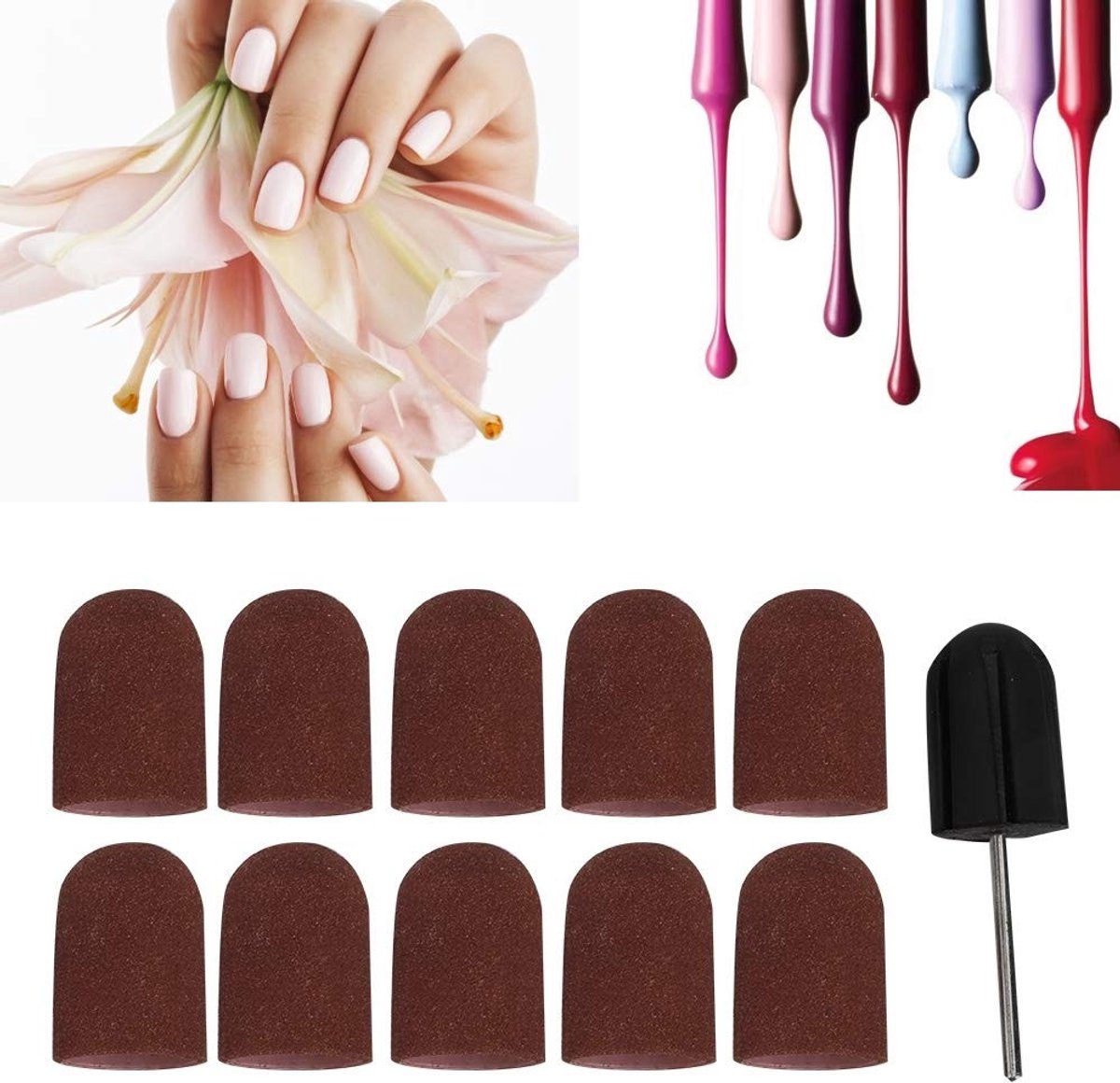 Dailygoods - Cosensi - Dailygoody - Eeltverwijderaar - Elektrische Nagelboor - Ideaal voor Voetverzorging - Bruin - Pedicure Cutter - Geschikt voor Manicure - 10 Stuks