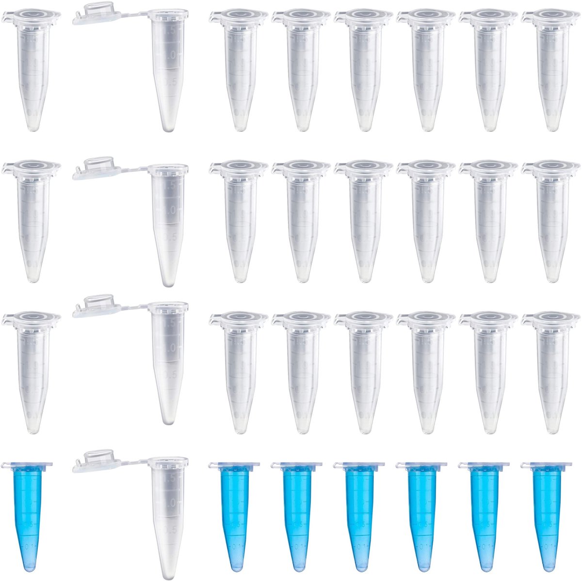 Dailygoods - 400 stuks 1,5 ml Kunststof Centrifugebuisjes met Spitse Kop