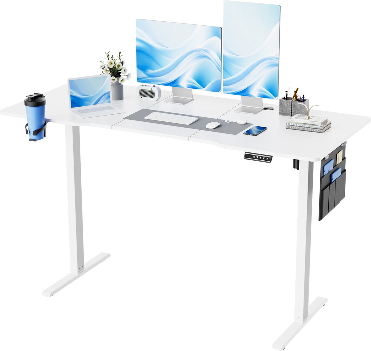 Zit sta bureau - Zit-sta bureau 160 x 70 cm - Elektrisch Verstelbaar 71cm-117cm - Anti-botsing technologie - Geheugenfunctie - Wit.