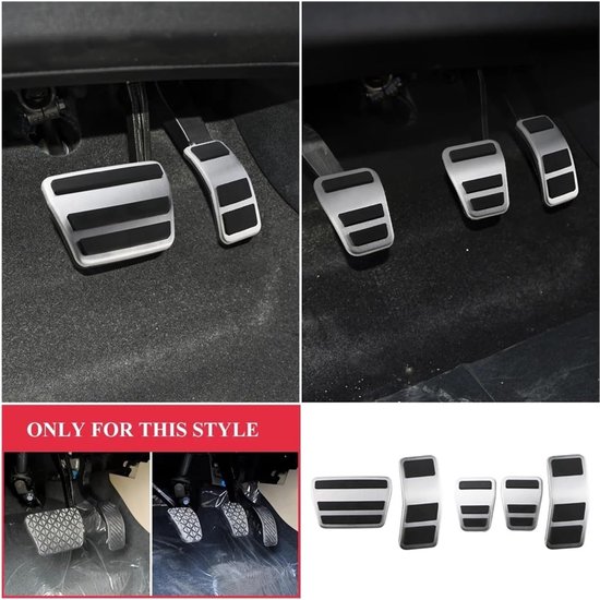 Pedaal Covers Set - Auto Interieur - Sportieve Rijervaring - Antislip & Slijtvast - Roestvrij Staal - Zilver — afbeelding 2