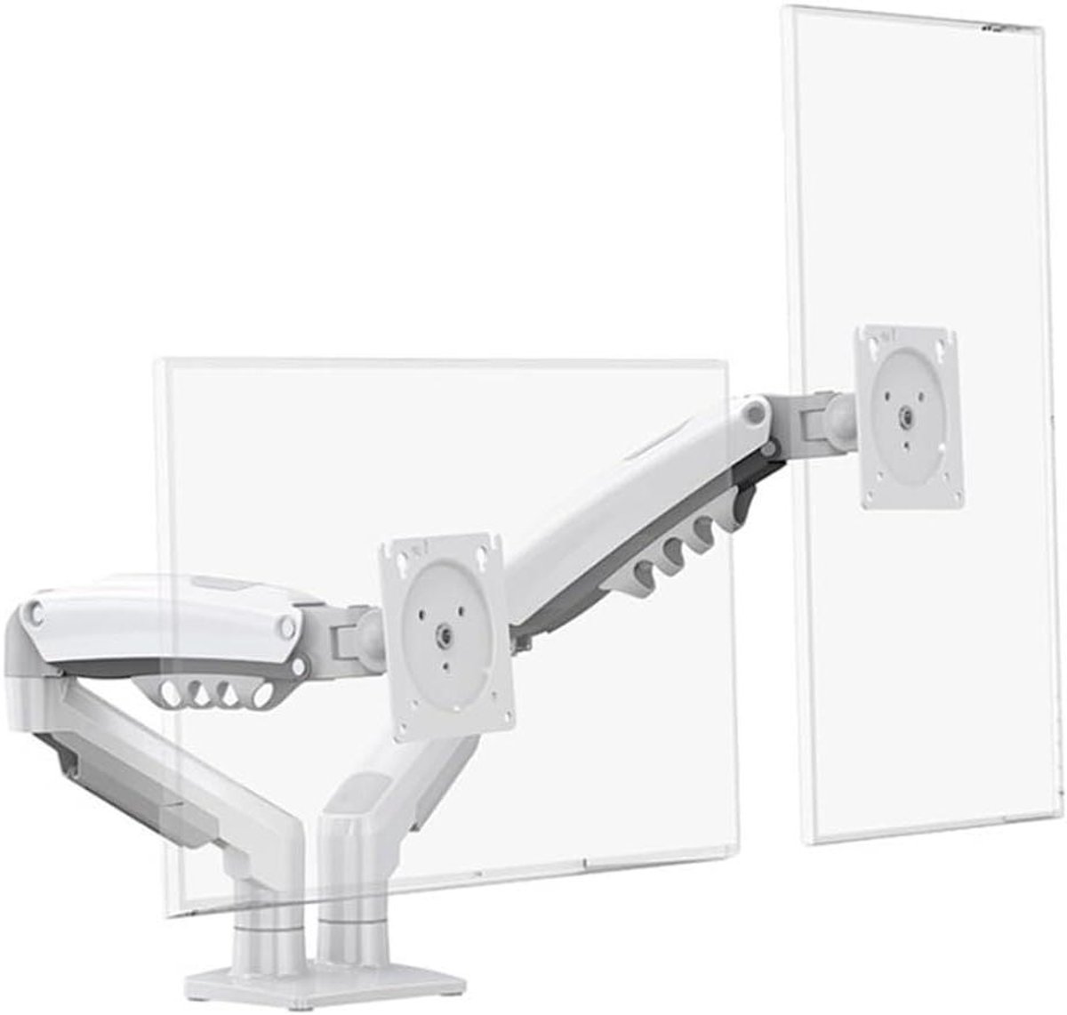 Monitor Arm - Verstelbare Stand - Ergonomisch Werken - Gasveer Technologie - 17-27 inch - Wit
