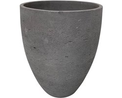 Bloempot Rond - Plantenbak Fiberclay - Buiten en Binnen - Sterk en Lichtgewicht - 44 cm Hoog - Grijs