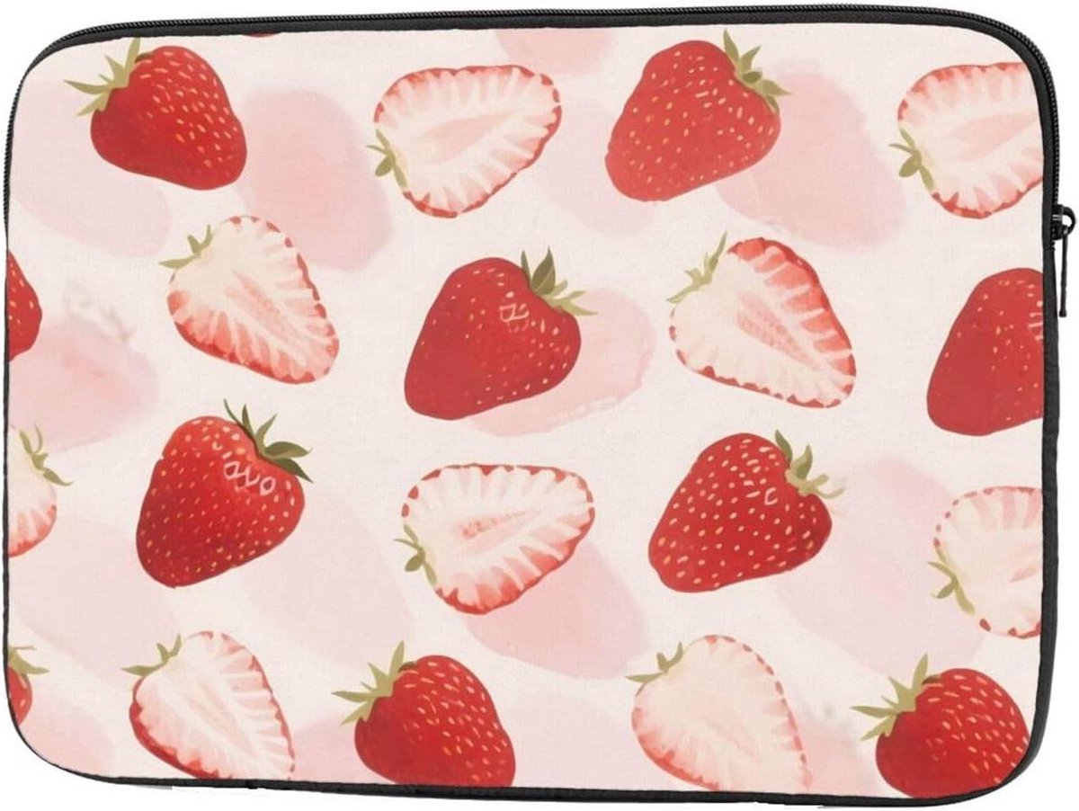 Laptop Sleeve - Draagtas Notebook - Veilige Opslag - Schokabsorberend Schuim - 13 Inch - Aardbei