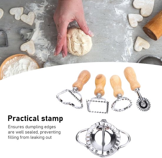 Pastamaker Gereedschapset - Noodle Maker Set - Zelfgemaakte Pasta Maken - Roestvrij Staal Beukenhout - 9 Delig - Natuurlijk van Pastamaker — afbeelding 2