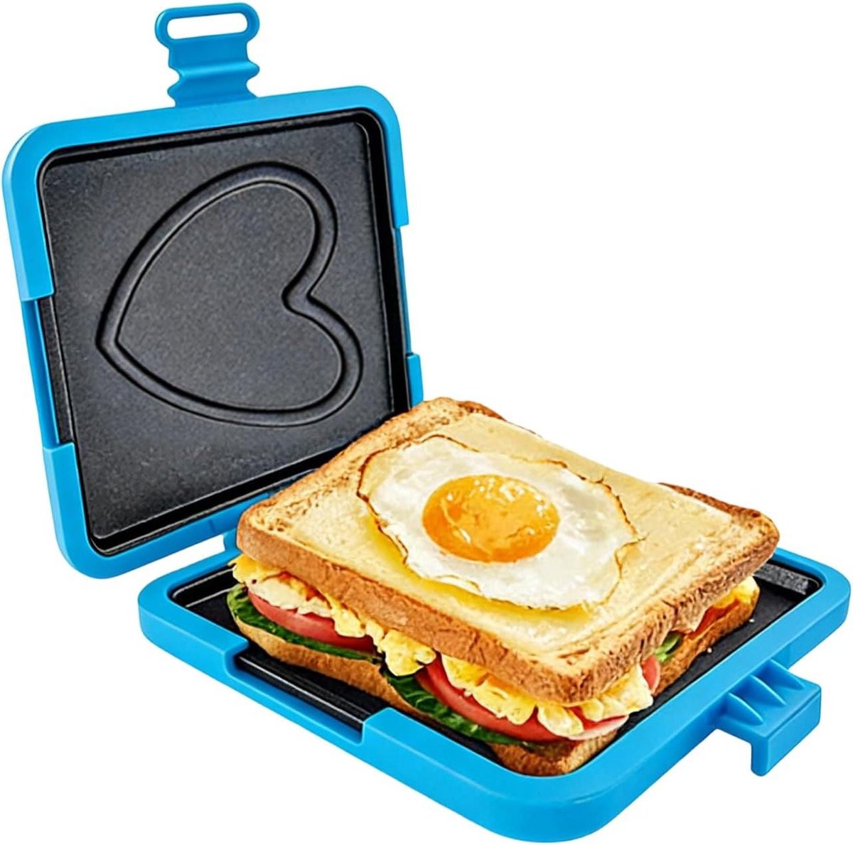 Magnetron Grill - Sandwich Maker - Snelle Ontbijtjes - Opvouwbaar Ontwerp - 16 x 14 cm - Blauw