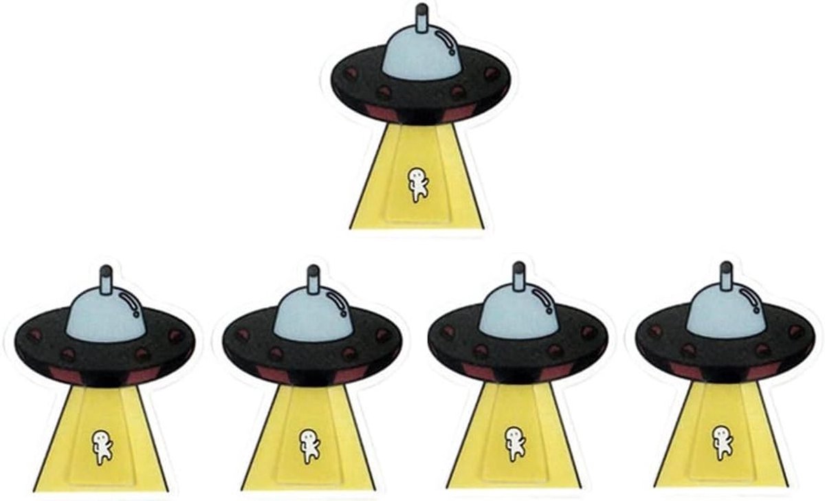 Kleurrijke Plastic Boekenleggers in Cartoon UFO Vorm voor Studenten en Boekliefhebbers - Set van 5 Stuks