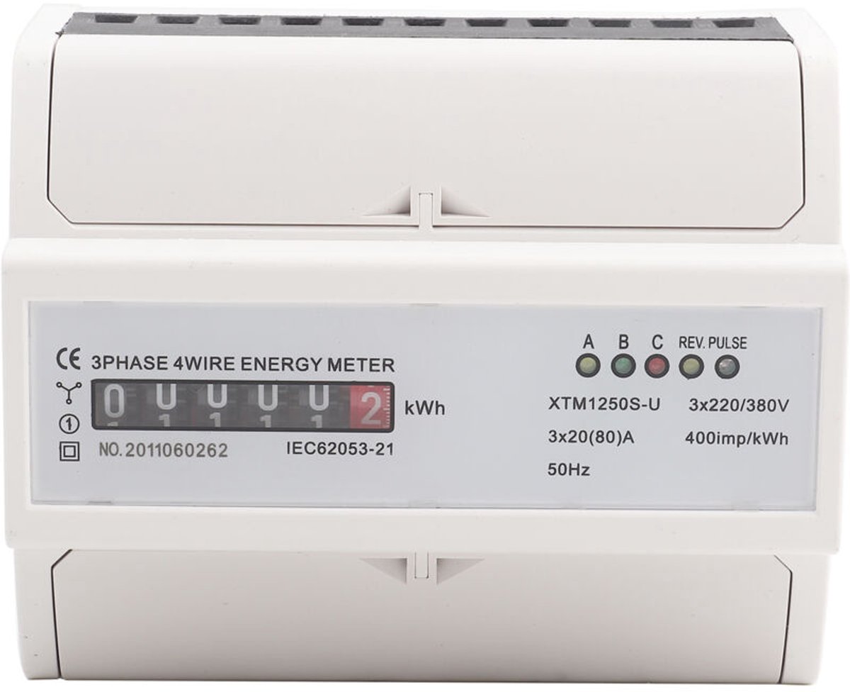 Driefasige vierdraads digitale elektriciteitsmeter DINRail 20 (80) elektronische kilowattuurmeter