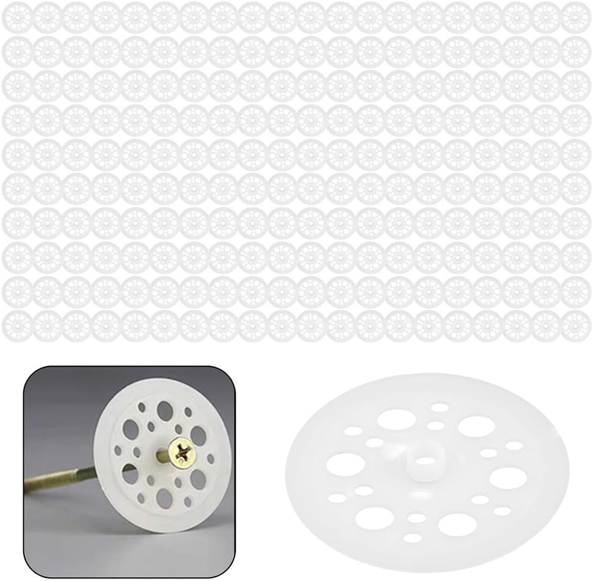 200 Stuks 46mm Wasmachine Plastic, Isolatieplaten en Schuimplaten voor Ondersteuning en Bevestiging van Isolatiemateriaal