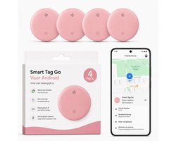 Android GPS Tracker – 4 stuks - Family Pack- Real-time Locatie Volgsysteem – Werkt met Google Find My app- Alleen geschikt voor Android telefoons- Gecertificeerd - Batterij Vervangbaar - 24/8 live locatie meekijken - Roze