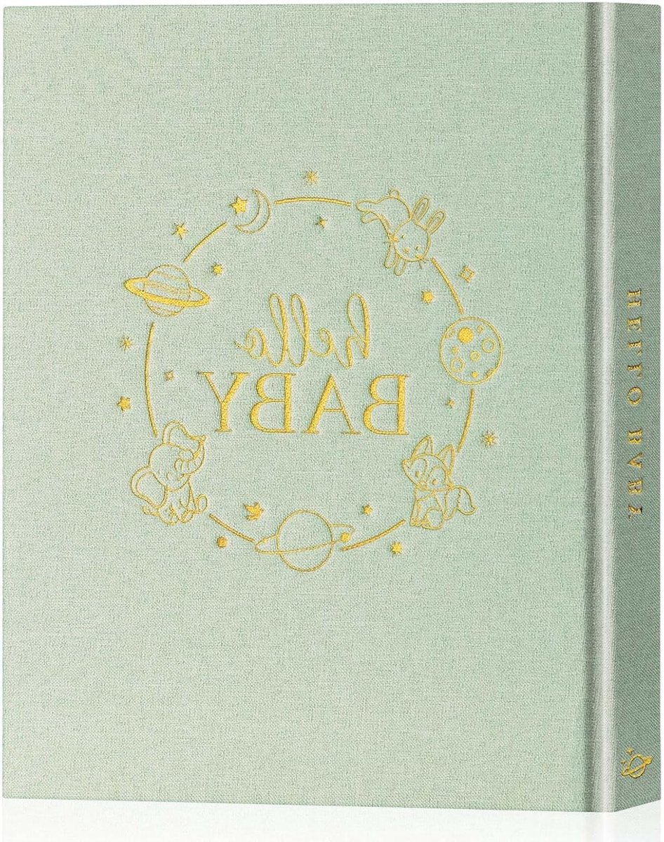 Memory Book voor Jongens en Meisjes, Linnen Hardcover Herinneringsboek voor Nieuwe Ouders, Baby's Eerste 5 Jaar, Scrapbook en Fotoalbum in Groen