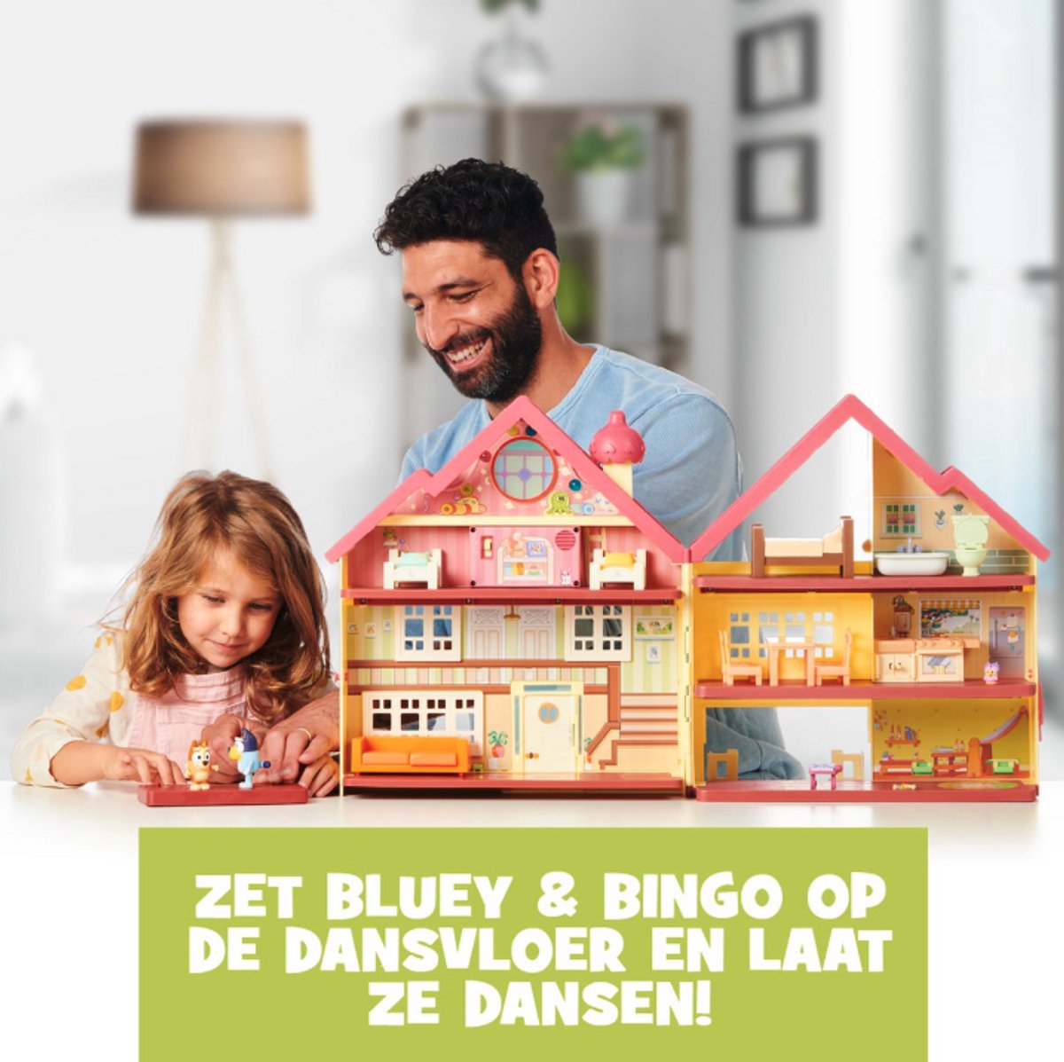 Bluey Speelgoed - Enorm Groot Licht en Geluid Speelhuis - 43 cm Hoog x 76 cm Breed - 3 Figuren en 15 Accessoires - Speelset - Vanaf 3 jaar - Figuren - Poppetjes — afbeelding 8