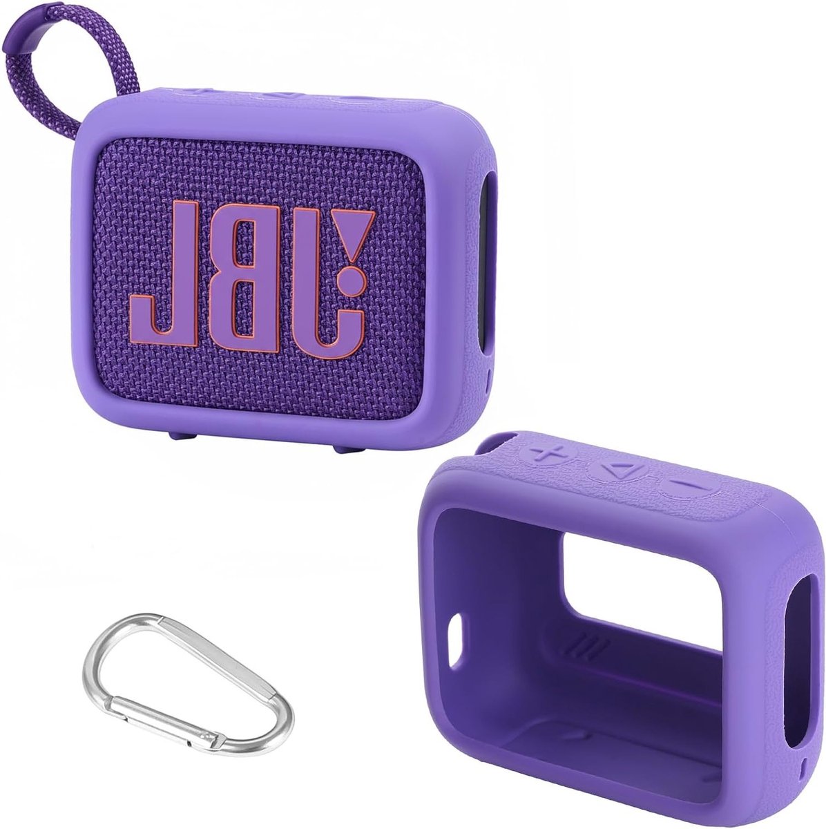 Duurzame Siliconen Beschermhoes voor Draagbare Bluetooth Speaker, Geschikt voor JBL GO 4, Paars, Schokbestendig en Waterdicht