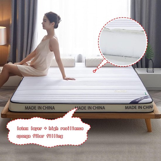 Vloermatras - Japanse slaapmat - Comfortabel slapen - Opvouwbaar ontwerp - 200x220cm - Wit — afbeelding 2