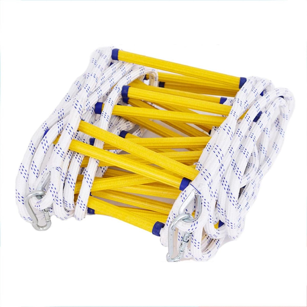Veiligheidsladder Touwladder - Noodladder Brandtrap - Snelle Ontsnapping - Vlamvertragend Polyester - 7 Meter - Wit