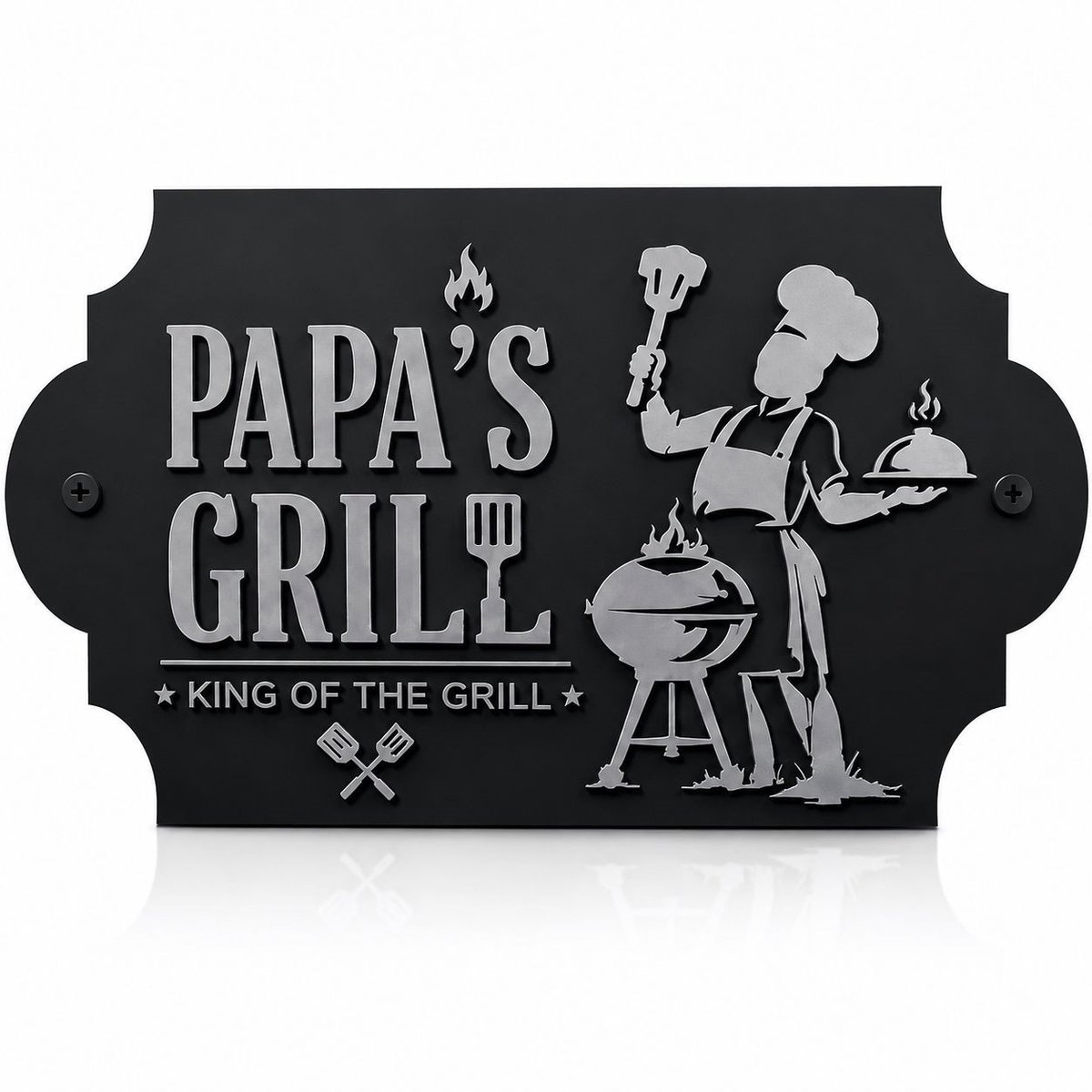 Papa’s Grill Houten Wandbord – BBQ Decoratie voor Vaderdag, Mancave of Buitenkeuken – 30x20 cm