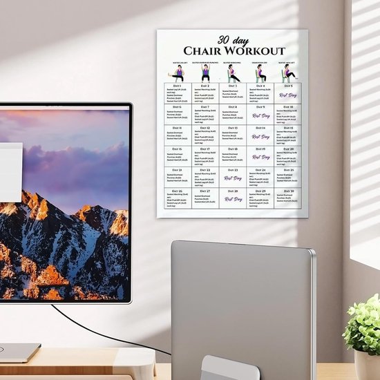 Stoelyoga Diagram Set - Fitness Kaarten - Thuis Workout - 30 Dagen Plan - 26 x 21 cm - Meerdere Kleuren — afbeelding 4