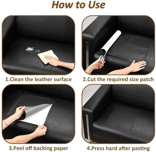 Zelfklevende Kunstleer Reparatiepleister Voor Leer Zelfklevende Reparatieset Voor Scheuren In Leer Vinyl Reparatietape Voor Bekleding, Herstofferen Van Leren Patches Voor Meubels Bankstoelen Autostoel — afbeelding 4