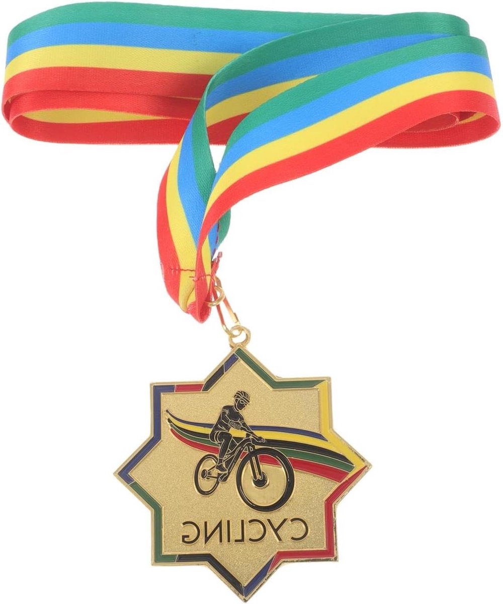 Fietswedstrijd Medailles - Kampioenschap Prijzen - Sportevenementen - Duurzame Zinklegering - 51x7 cm - Goud