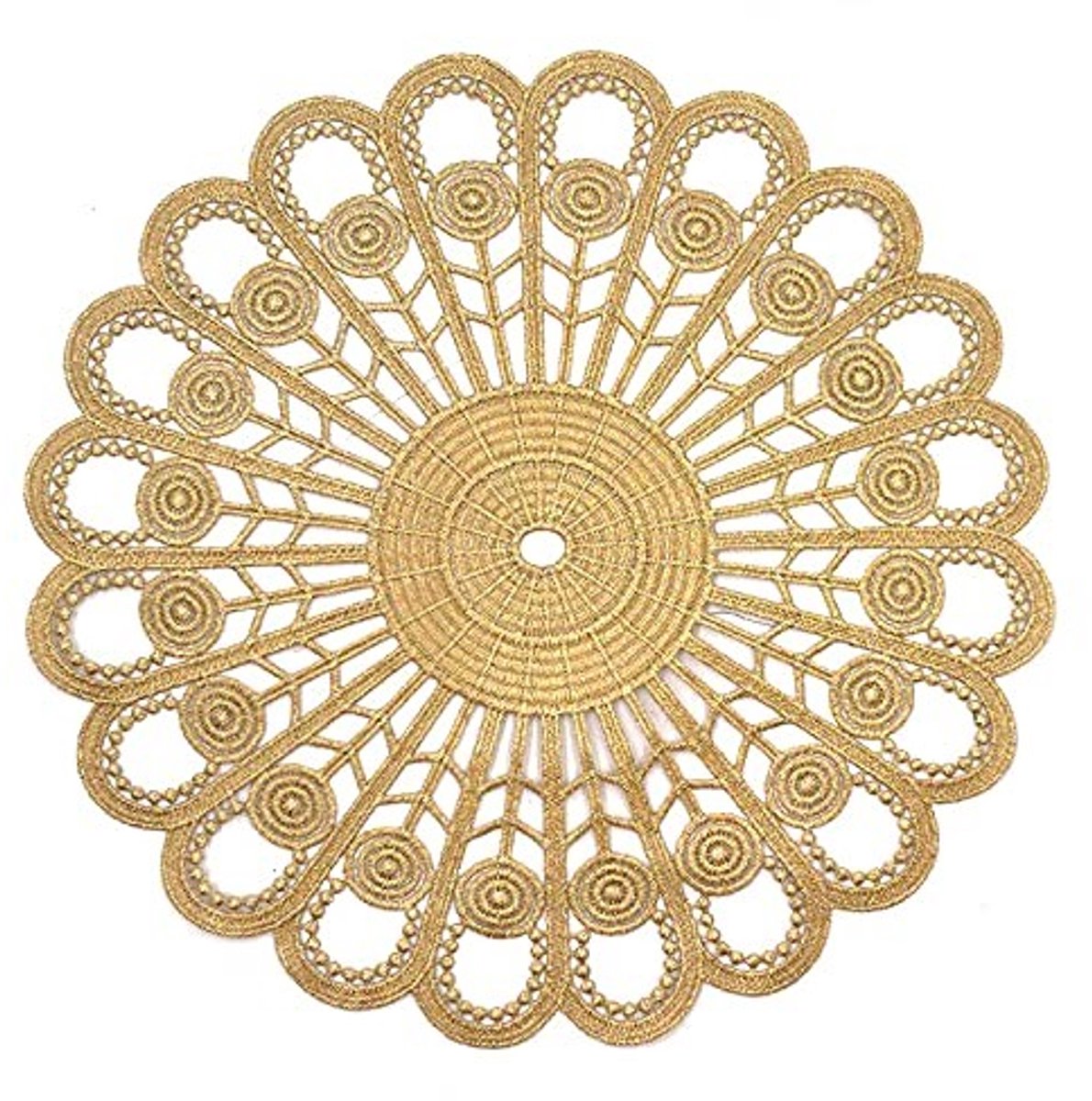 Dailygoods - Set van 4 Ronde Geborduurde Tafelmatten 26-28 cm van Gouden Kant