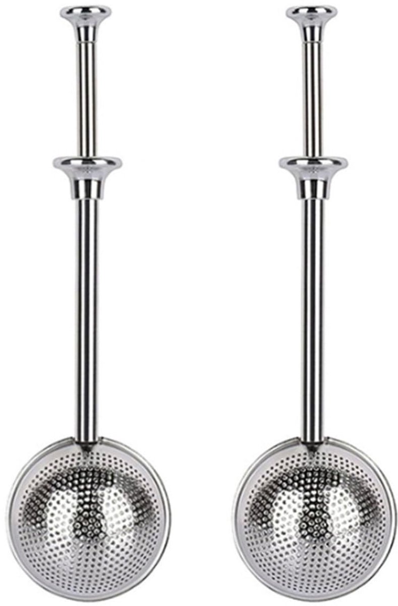 Dailygoods - Roestvrijstalen Thee-ei met Lange Steel - 2 Stuks