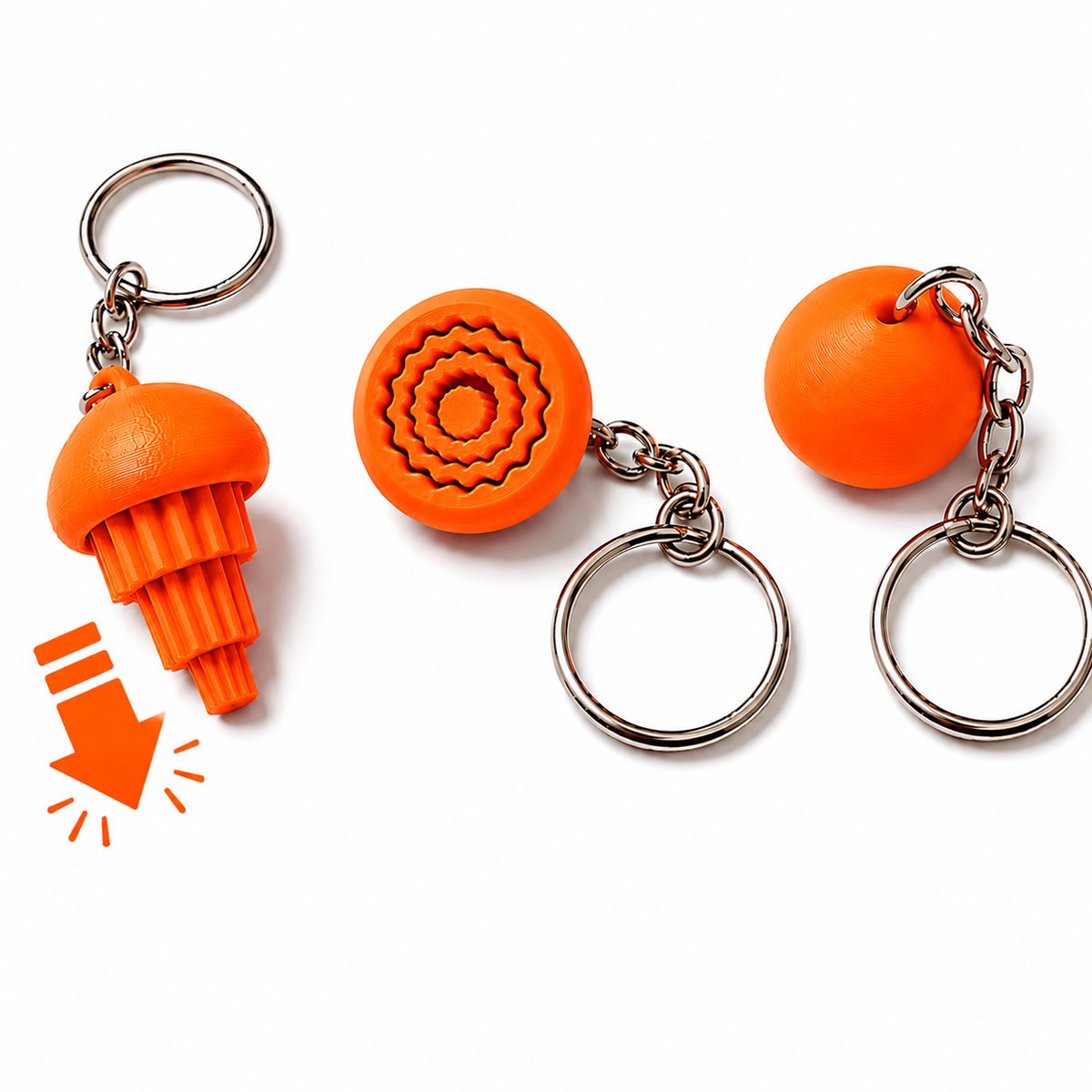Jellyfish Fidget Toy Sleutelhanger - Anti Stress Speeltje Voor Kinderen En Volwassenen - Sensorisch Friemelspeeltje - Pocket Toy - Fidget Keychain - Cadeau Voor Autisme ADHD Stressvermindering - Print In Place Design - Compact Formaat - Oranje