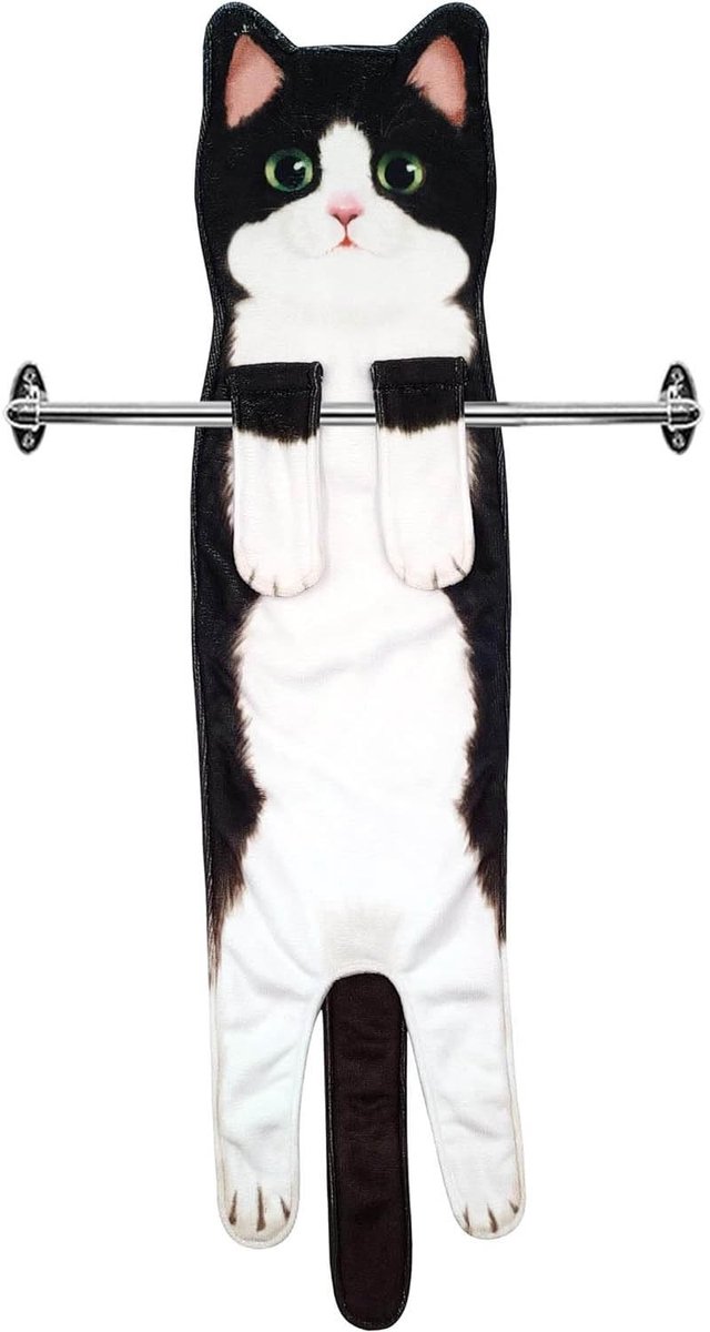 Dailygoods - Decoratieve Kattenhanddoek Zwart voor Kattenliefhebbers