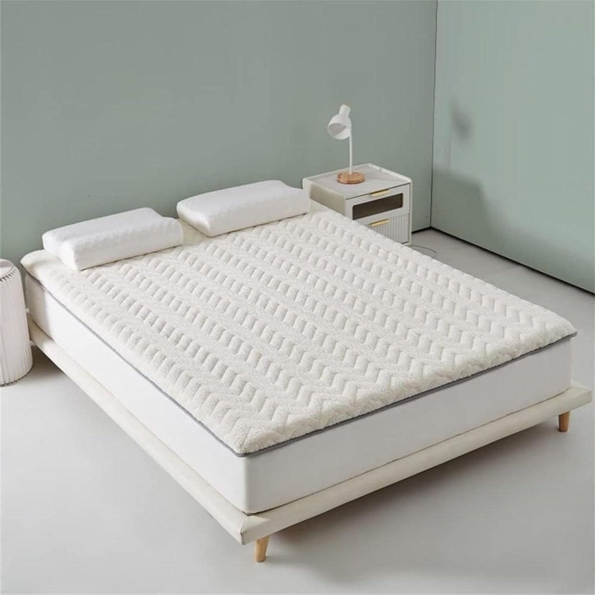 Tatami Matras - Vloermatras Futon - Comfortabel Slapen - Pluche Stof - 90x190cm - Wit