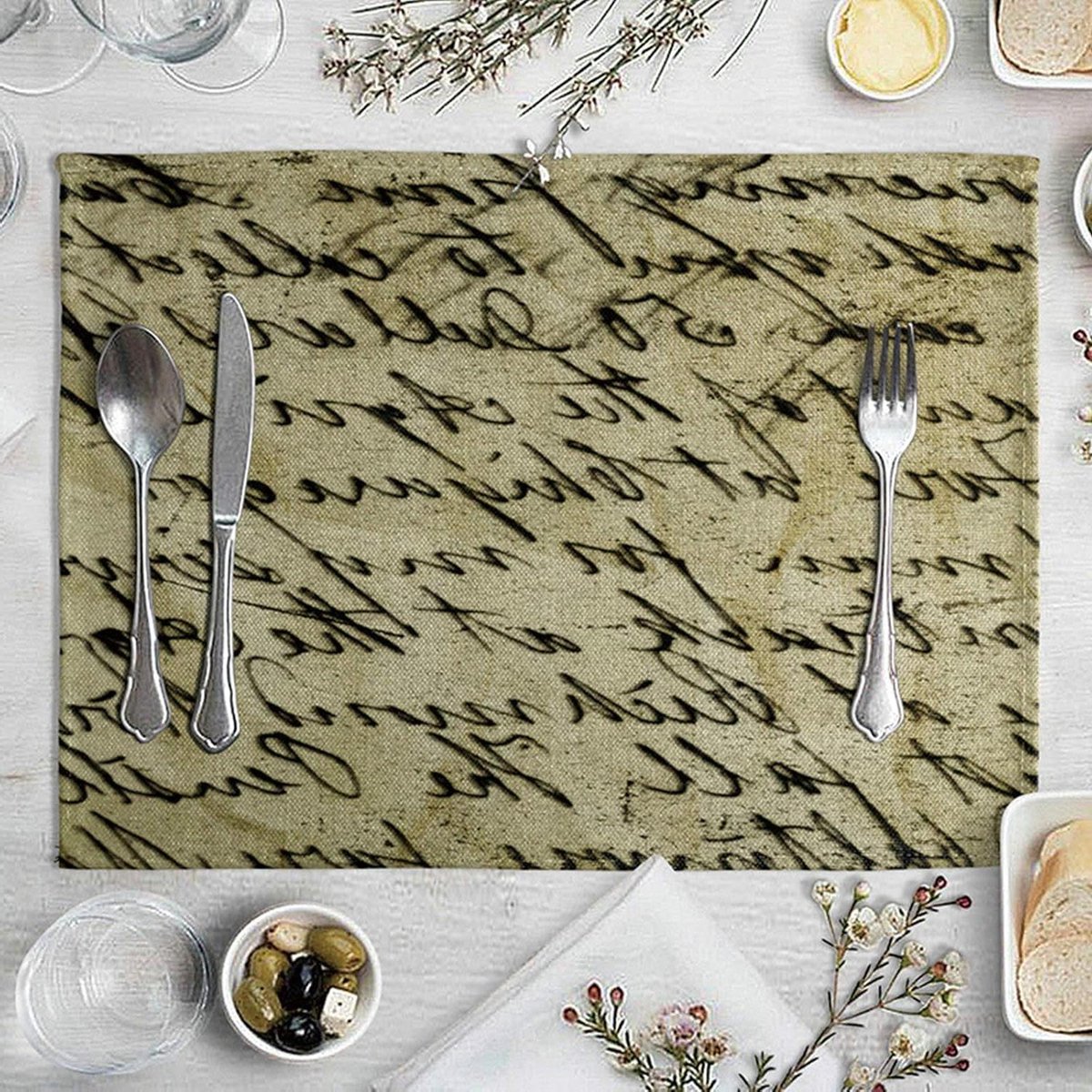 Ontbijttafelsets - Placemats - Tafel dekken - Machinewasbaar - 40 x 30 cm - Zwart beige