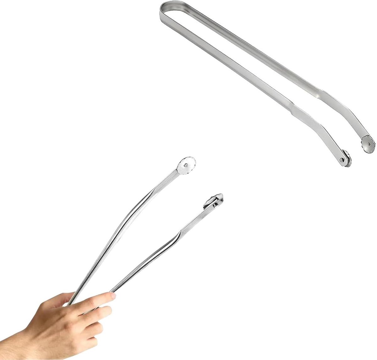 Kooktang Roestvrij Staal - Grilltang Keuken - Worst Draaien - Met Wieltjes - 45 cm Lengte - Zilverkleurig