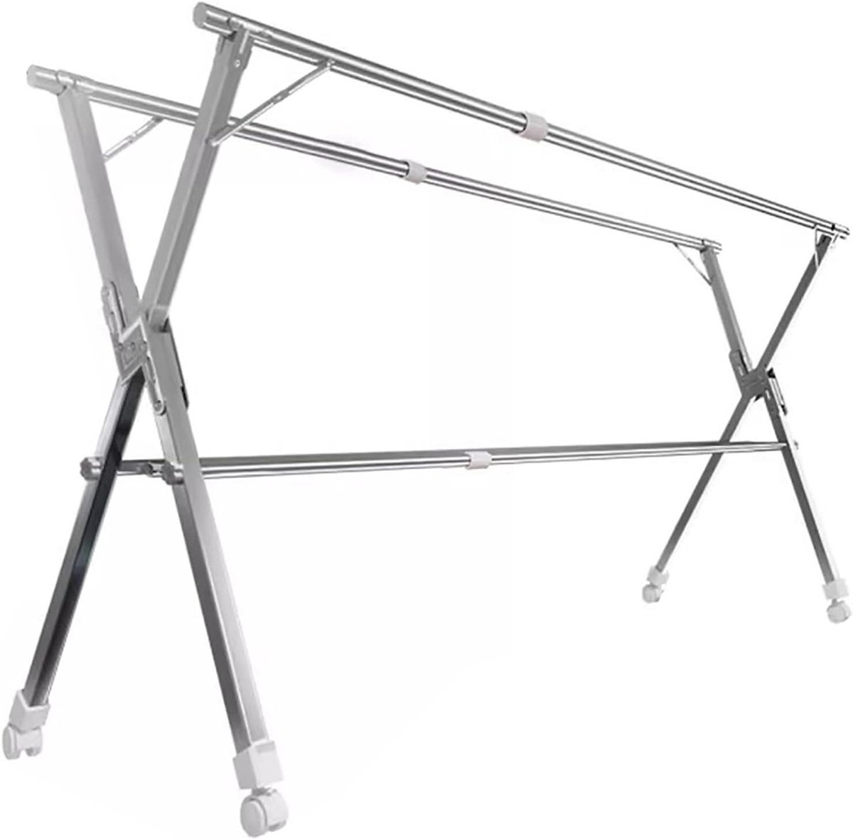 Uitschuifbaar Wasrek - Droogrek RVS - Kleding Drogen - Windbestendige Haken - 240 cm - Zilver