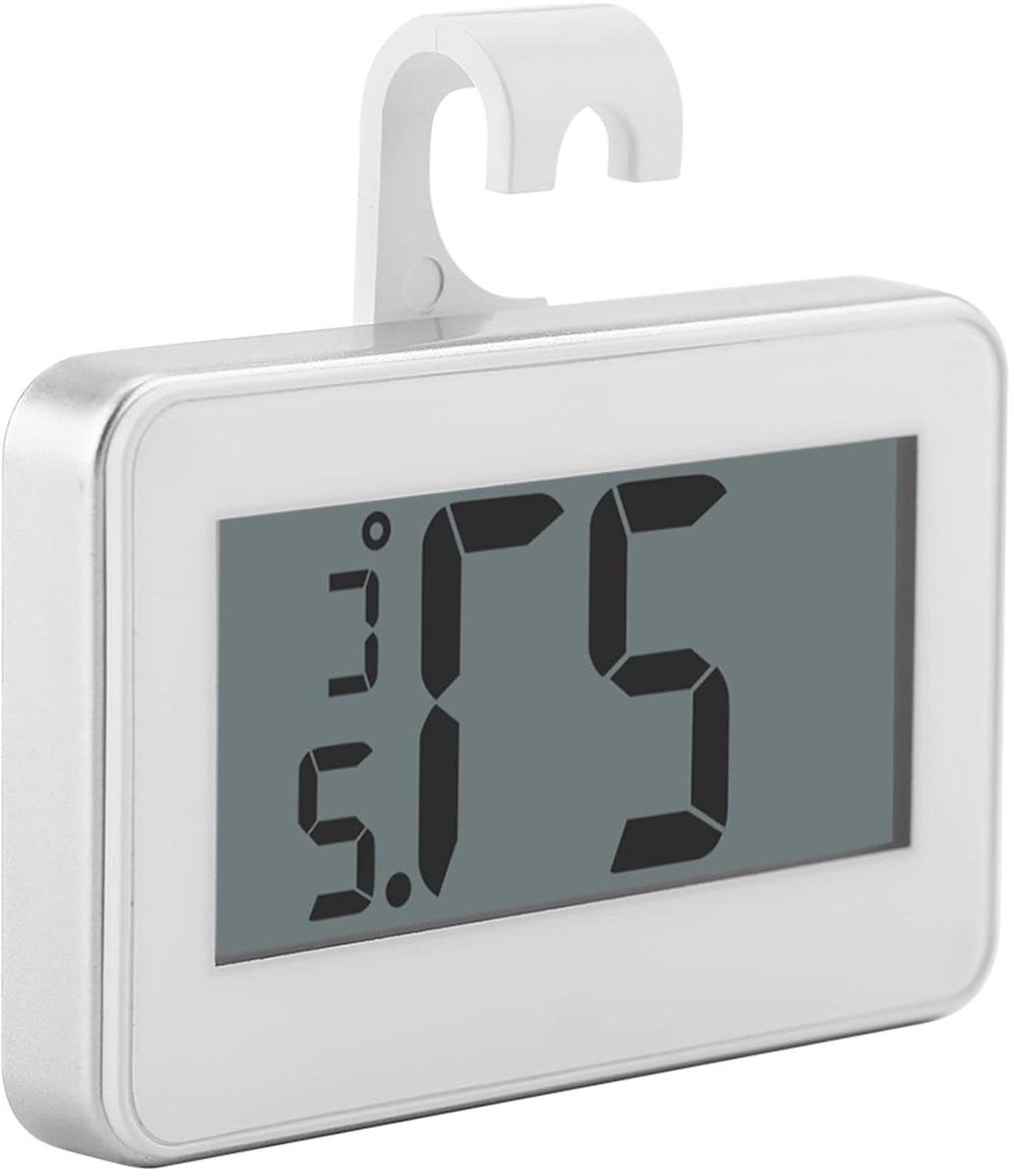 Digitale Koelkast Thermometer - Vries Temperatuurmeter - Nauwkeurig Temperatuur Bewaken - Groot LCD Display - 8x7x2 cm - Wit