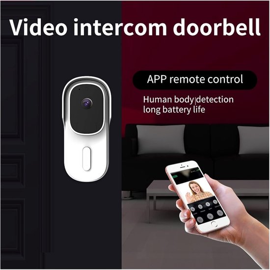 Video Deurbel - Slimme Intercom - Huis Beveiligen - Infrarood Nachtzicht - 1080P HD - Zwart — afbeelding 3