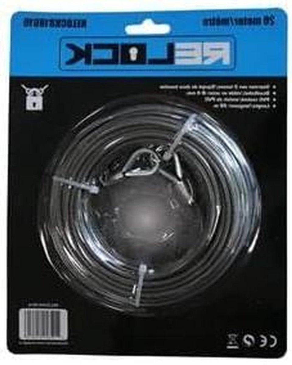 Staalkabel - Kabel PVC - Beveiligen van objecten - PVC gecoat - 20 meter - Zwart