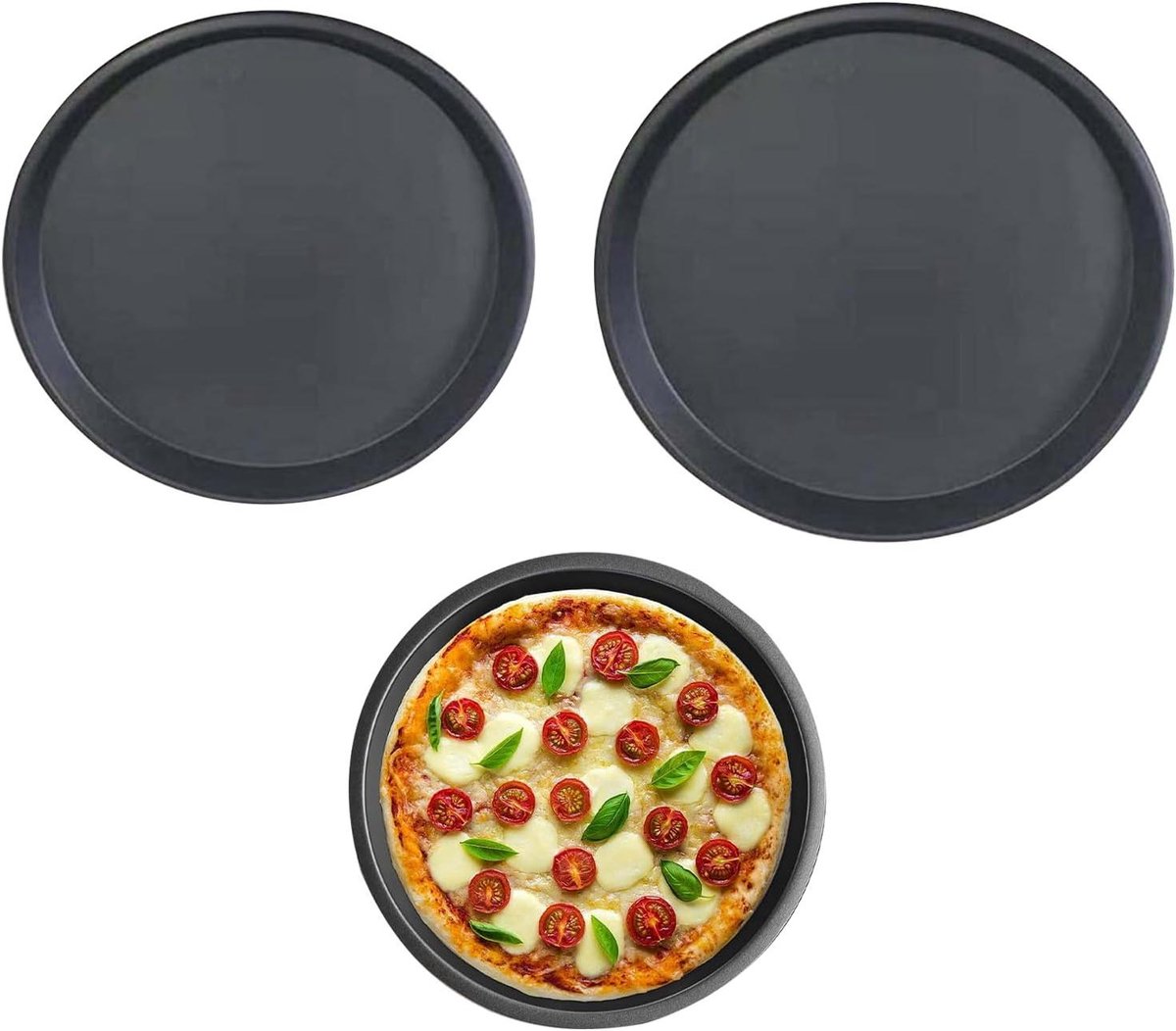 Pizzapan Set - Bakplaten Rond - Thuis Bakken - Antiaanbaklaag - 254 cm - Zwart