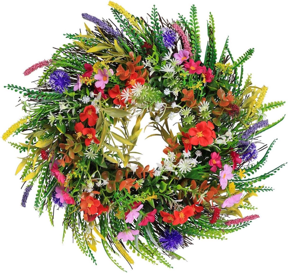 Kunstmatige Bloemenkrans - Lente Krans - Voordeur Decoratie - Weerbestendig Ontwerp - 45 c