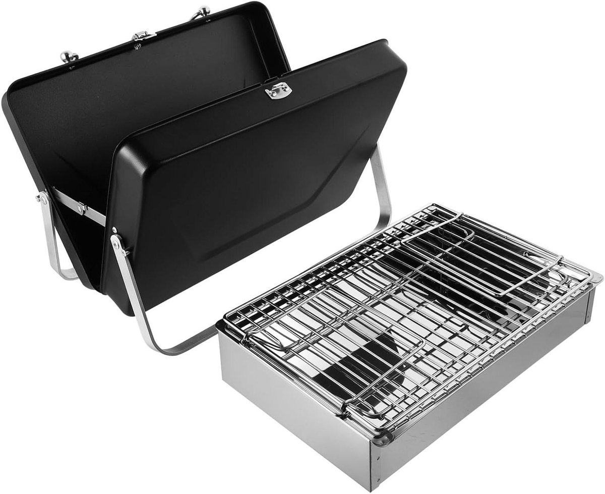 Draagbare Grill - Opvouwbare BBQ - Buiten Koken - Compact Opvouwbaar - 29 x 22 x 18 cm - Zwart