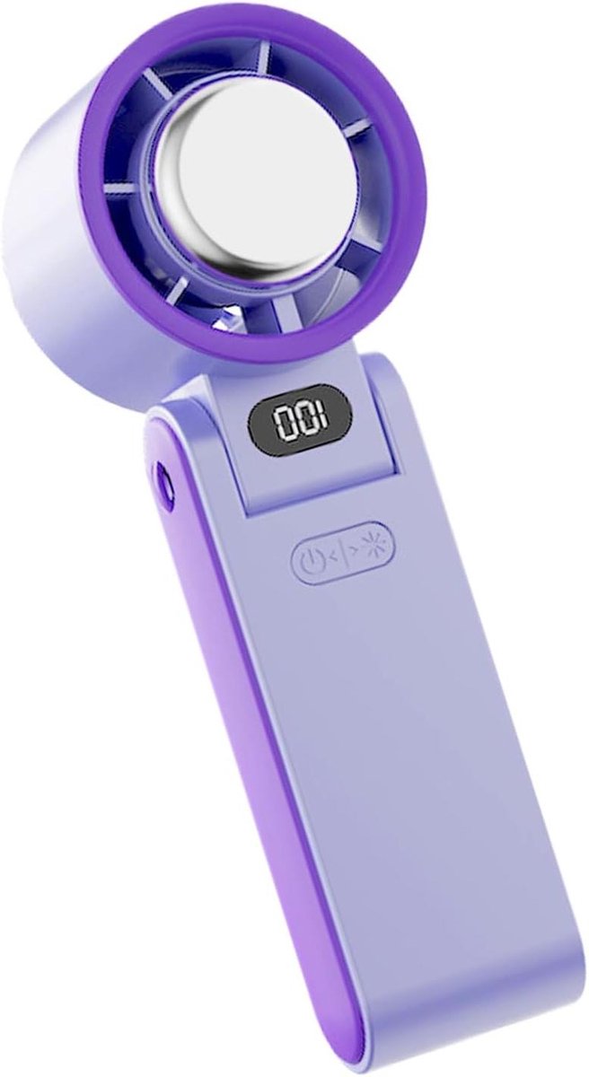Draagbare Ventilator - Handzame Koeler - Onderweg Verkoeling - 100 standen instelbaar - 3600mAh batterij - Paars