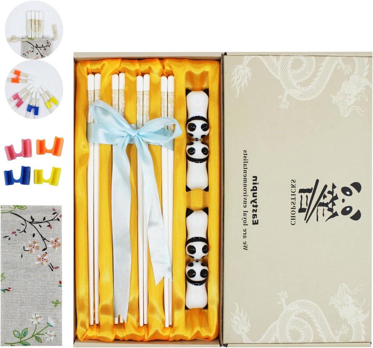 Keramische Eetstokjes - Chopsticks Set - Aziatisch Eten - Vaatwasmachinebestendig - 4 Sets - Wit