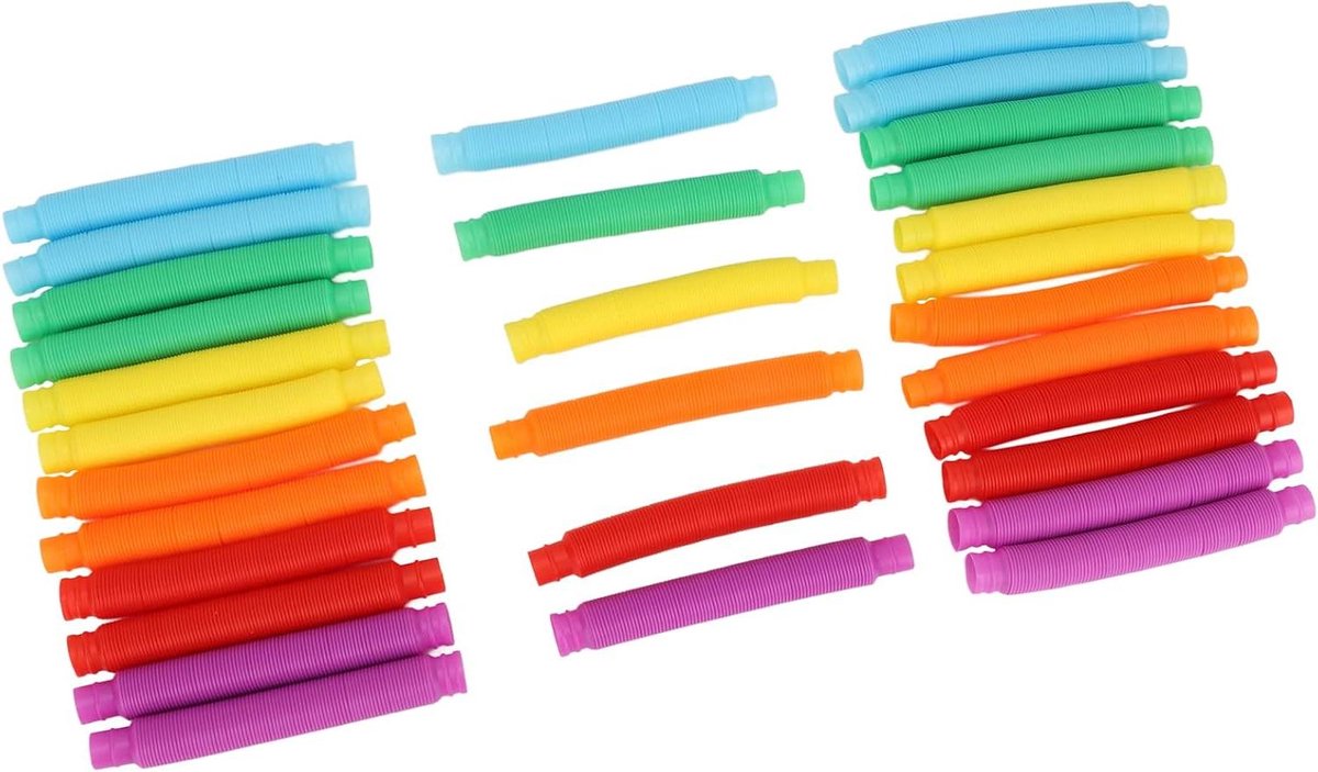 Pop Tubes - Trekbuizen Speelgoed - Zintuiglijk Spel - Kleurherkenning Bevorderen - 30 Stuks - Regenboog