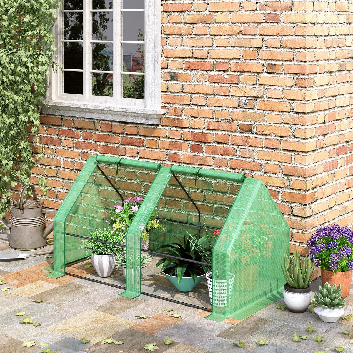 MODFU - Kweekkas - Weerbestendig Met Oprolbare Ramen - Voor Tuin - Staal - Groen - 180 X 90 X 90 Cm