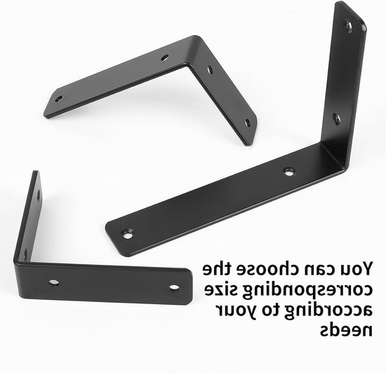 Zware L-vormige Wandplanken Steunen - 4 Stuks Verstelbare Hoeksteunen voor Drijvende Houten Planken (200 x 150mm) - Ideaal voor Opslag en Organisatie — afbeelding 3