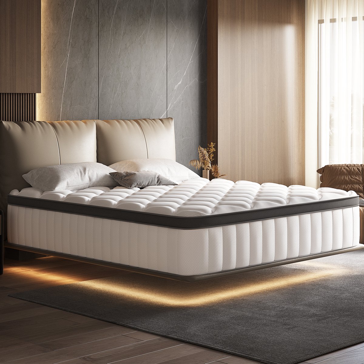 Saikefy Matras 120x200 cm - 25cm - Pocketvering Matras - 7-Zones - Orthopedisch - Afritsbaar en wasbaar hoeslaken - Anti-Allergie - Traagschuim - Gemiddelde Stevigheid — afbeelding 1