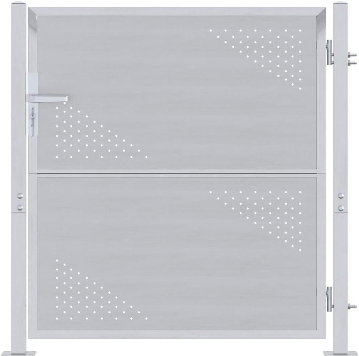 Tuinpoort met slot - Hekwerk buiten - Tuin afscheiden - Roestvrij staal - 85 x 97 cm - Zil