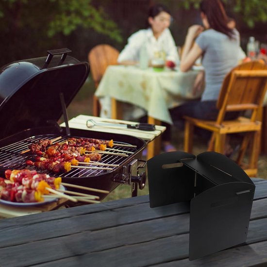 Camping Windscherm - Voorruit Gasfornuis - Outdoor Koken - Opvouwbaar Staal - 41x25x30cm - Zwart van Camping — afbeelding 5