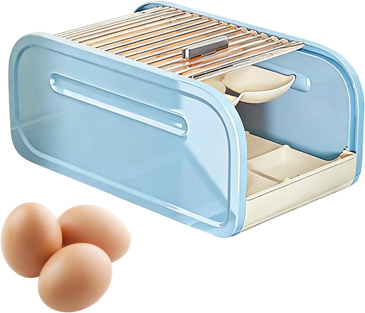 Eierorganizer Koelkast - Opbergdoos Eieren - Keuken Ordenen - Anti-drop Ontwerp - 15x19x15 cm - Blauw