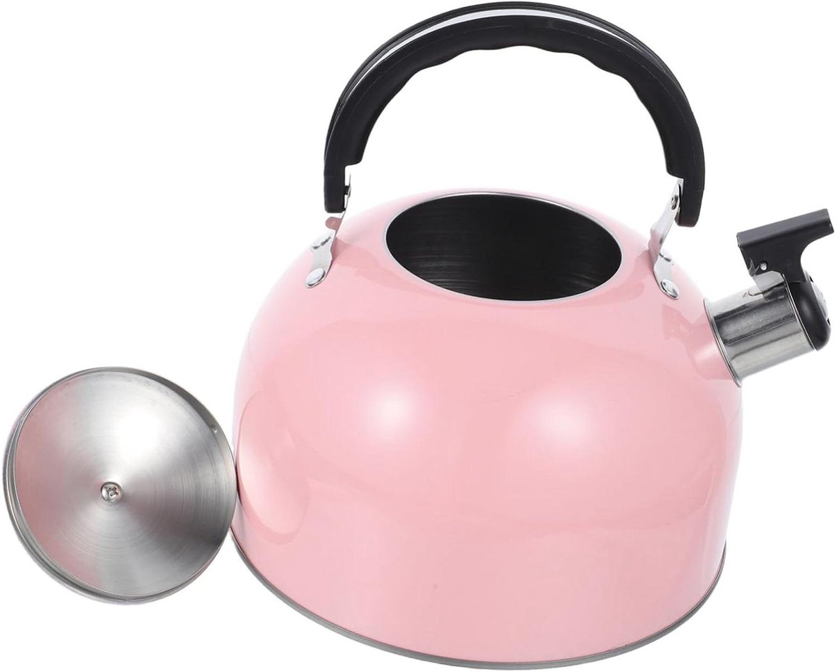 Fluitketel Roestvrijstaal - Waterkoker Pot - Koffie Water Maken - Opvouwbare Handgreep - 22.50X19.50X18.00CM - Roze