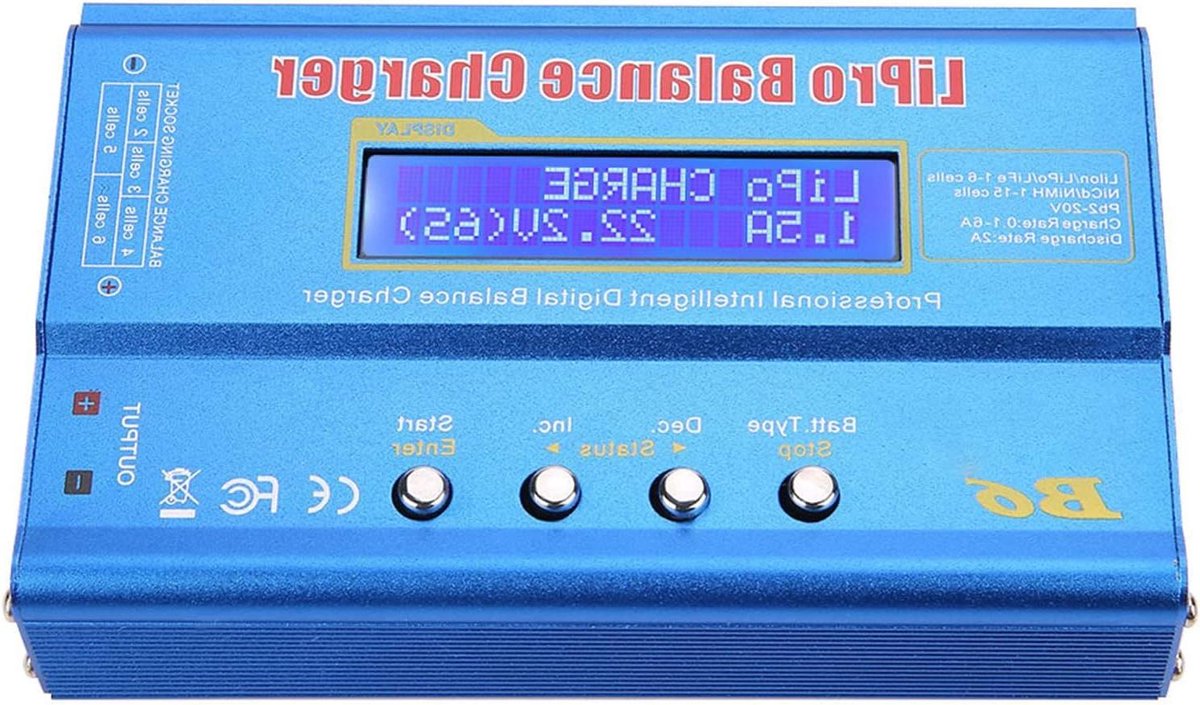 Balanslader - Batterijlader Ontlader - Batterijen Opladen - Metalen Omhulsel - 80W - Zwart